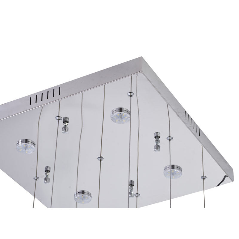 Chrome Flushed Frame LED Chandelier with Hanging Clear Crystal Pendants by Bethel - view 6
