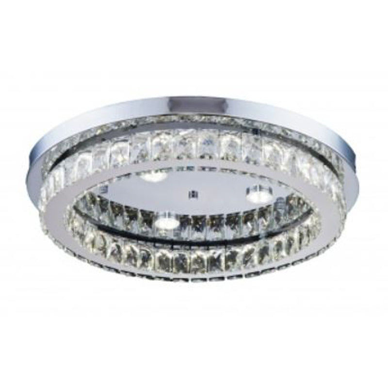 Round Clear Crystal Flush Mount with Chrome Hardware by Bethel