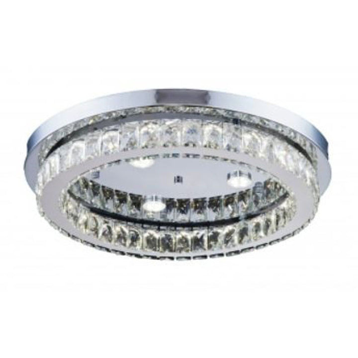 Round Clear Crystal Flush Mount with Chrome Hardware by Bethel