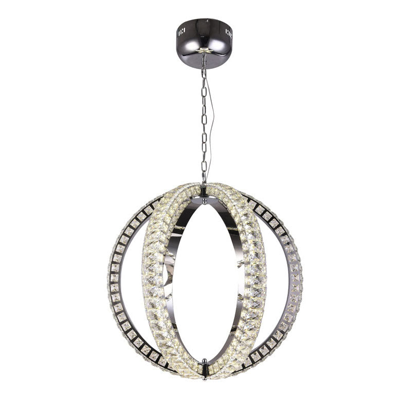 Orb Stainless Steel Frame LED Light with Clear Crystal Detailing by Bethel