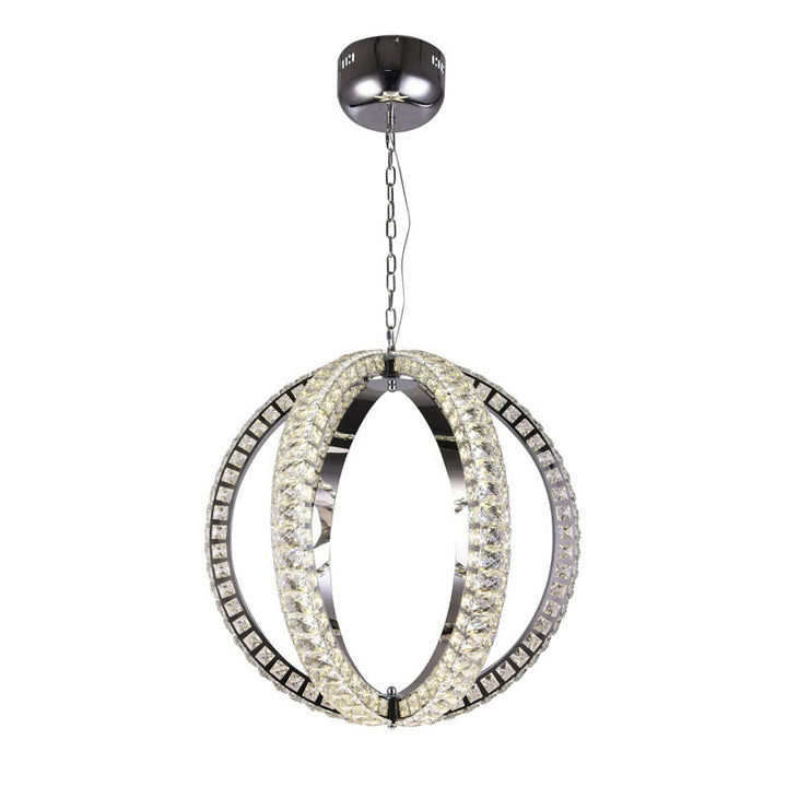 Orb Stainless Steel Frame LED Light with Clear Crystal Detailing by Bethel