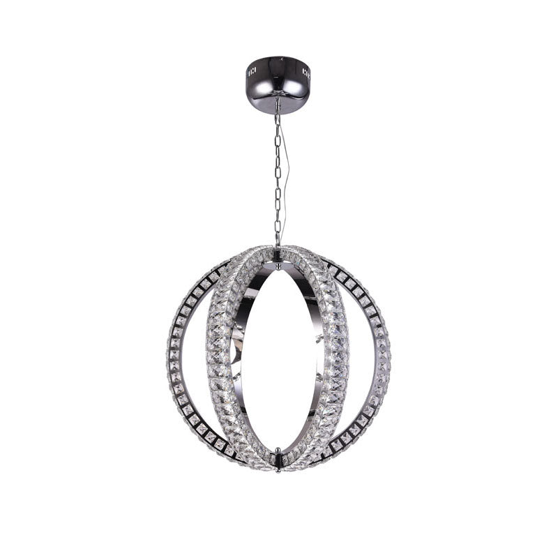 Orb Stainless Steel Frame LED Light with Clear Crystal Detailing by Bethel - view 2
