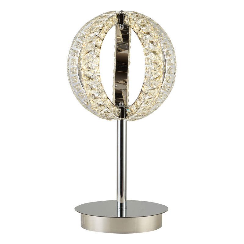 Orb Frame LED Table Lamp with Clear Crystals in Chrome by Bethel