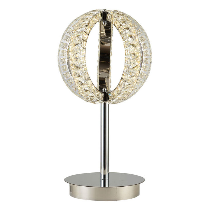 Orb Frame LED Table Lamp with Clear Crystals in Chrome by Bethel