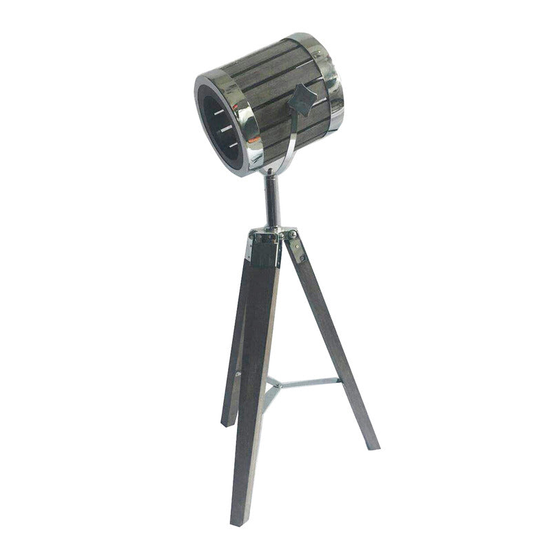 Wood Tripod Table Lamp with Chrome Metal Hardware by Bethel