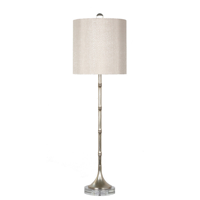 Antique Silver Crystal Table Lamp by Bethel