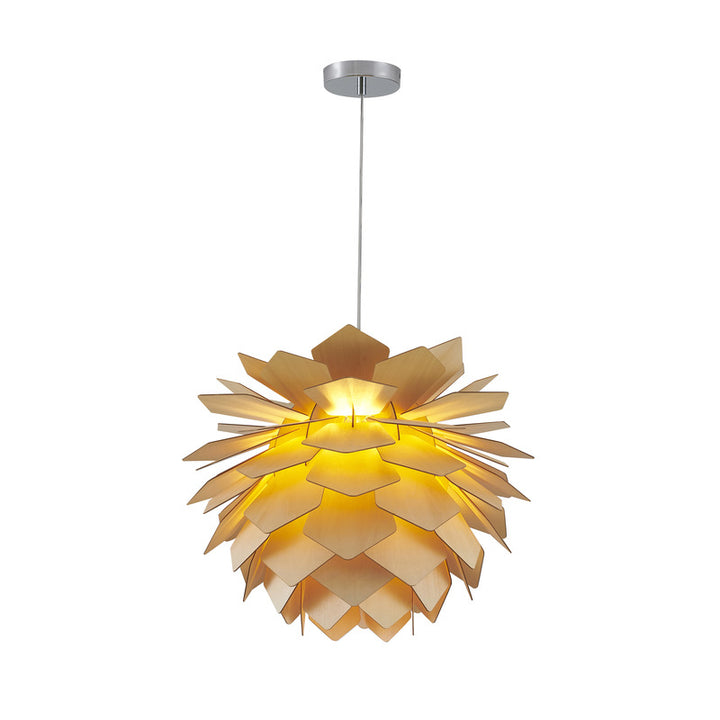 Natural Frame Artichoke Ceiling Fixture in Natural Wood by Bethel
