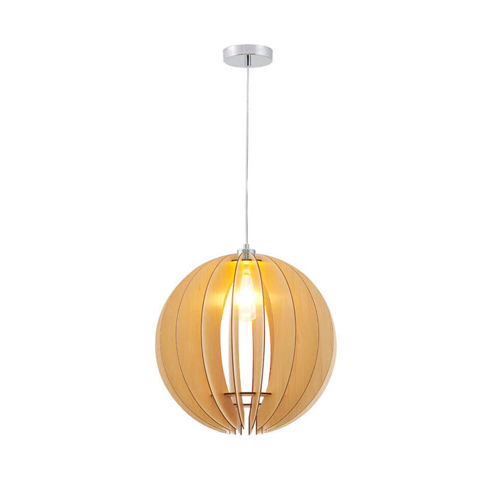 Natural Wood Frame Orb Single Pendant Light by Bethel
