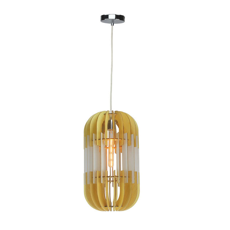 Natural Wood Tablet Frame with White Center Single Pendant Light by Bethel
