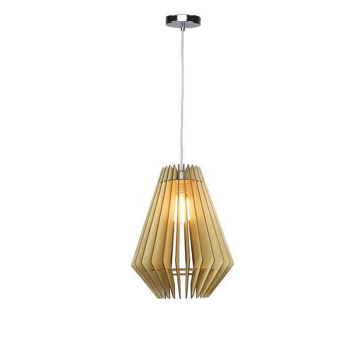 Natural Wood Basket Frame Single Pendant Light by Bethel