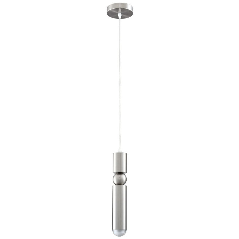 Shiny Nickel Single Pendant Light with Frosted Glass Diffuser by Bethel - view 2
