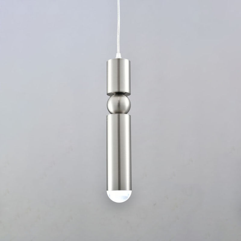 Shiny Nickel Single Pendant Light with Frosted Glass Diffuser by Bethel - view 3