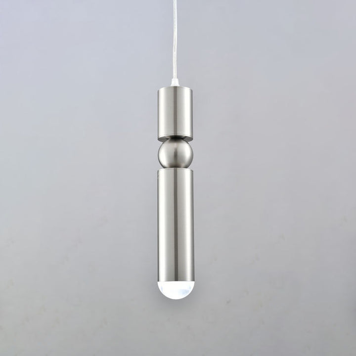 Shiny Nickel Single Pendant Light with Frosted Glass Diffuser by Bethel - view 3