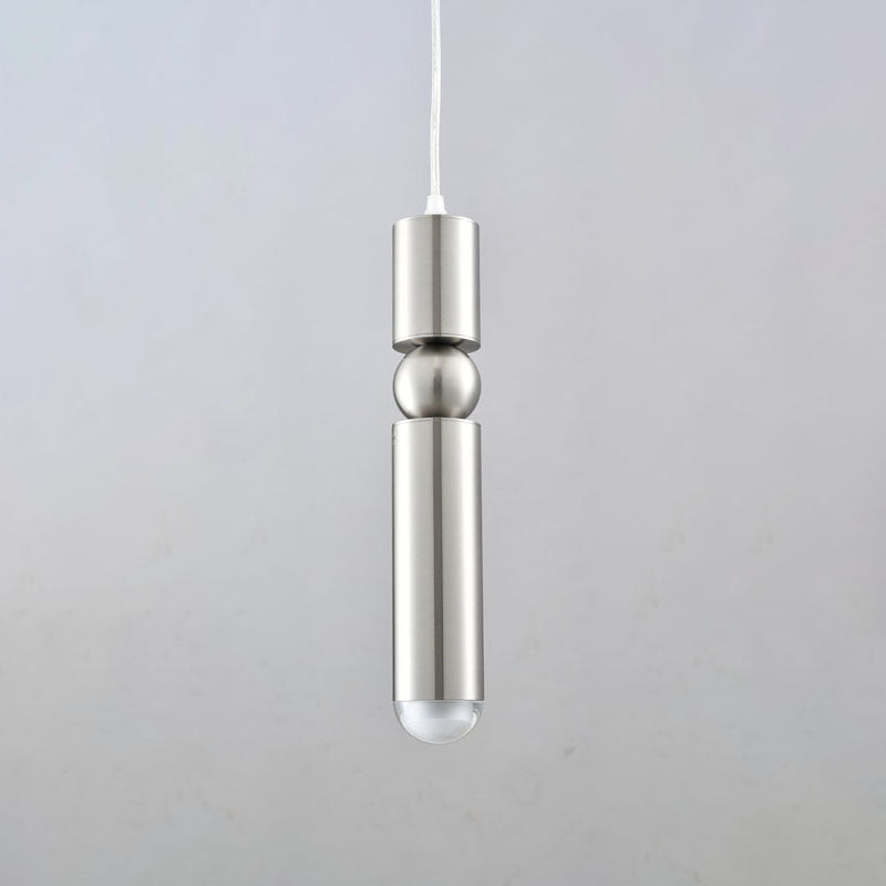 Shiny Nickel Single Pendant Light with Frosted Glass Diffuser by Bethel - view 4