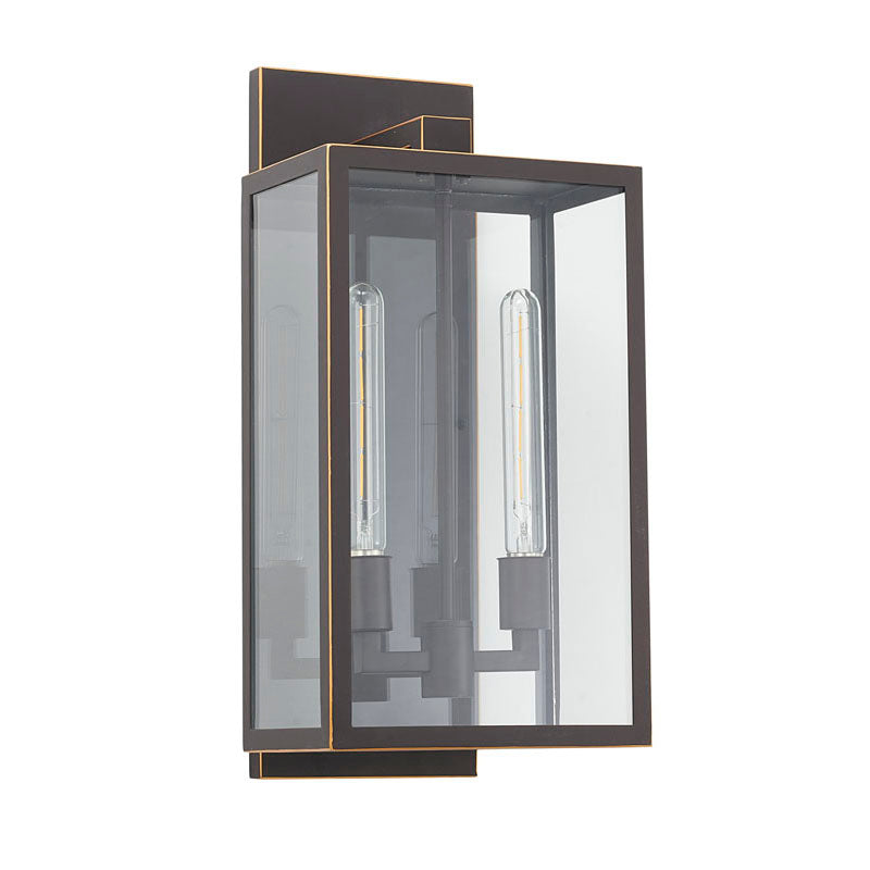 Oil Bronzed Framed Outdoor Wall Sconce with Edges and Clear by Bethel - view 2