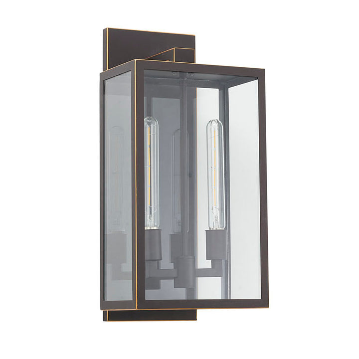 Oil Bronzed Framed Outdoor Wall Sconce with Edges and Clear by Bethel - view 2