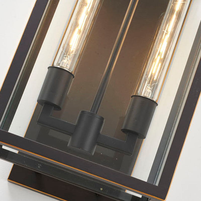 Oil Bronzed Framed Outdoor Wall Sconce with Edges and Clear by Bethel - view 3