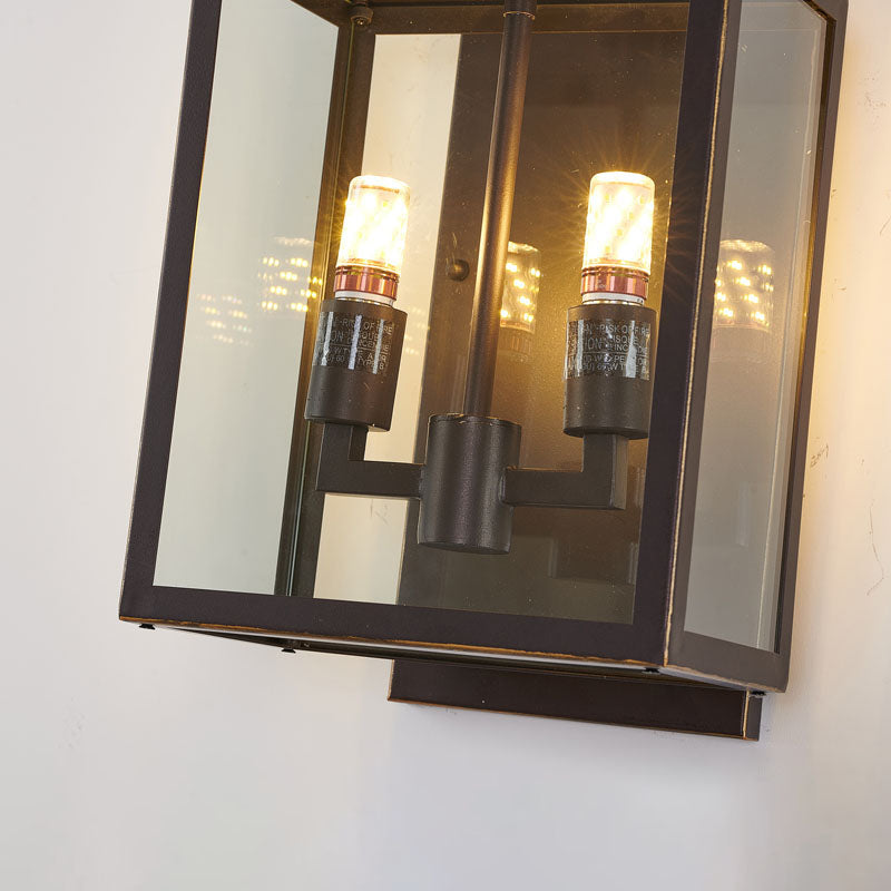 Oil Bronzed Framed Outdoor Wall Sconce with Edges and Clear by Bethel - view 8