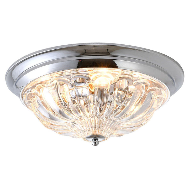 Chrome Frame Flush Mount with Clear Glass Shade by Bethel