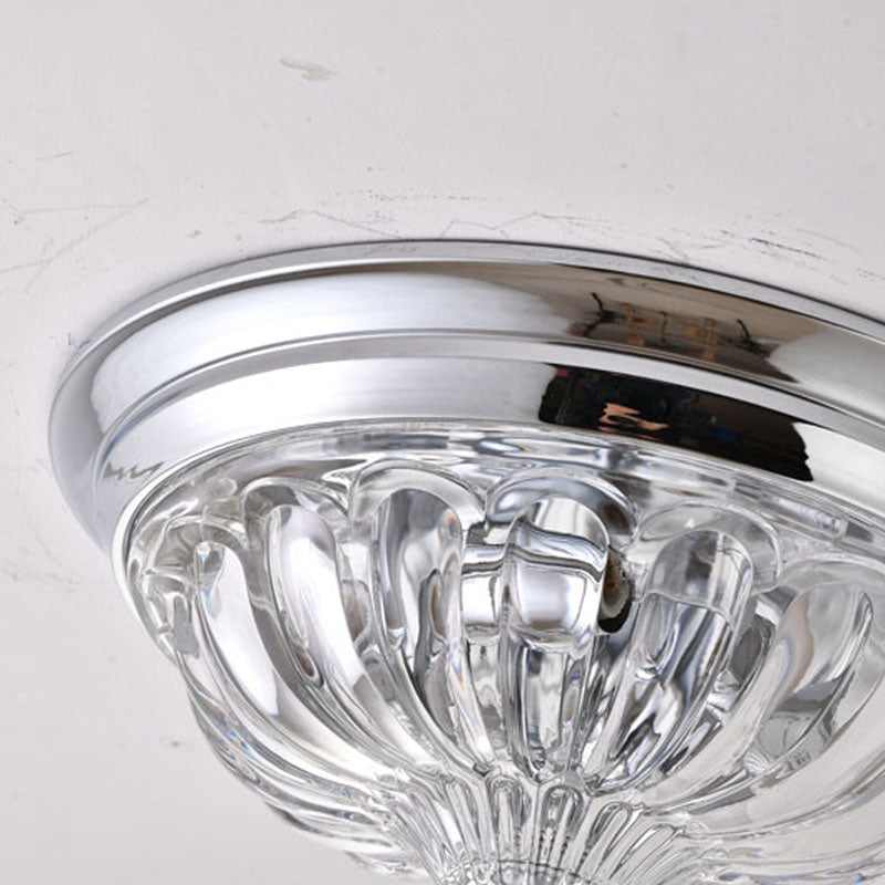 Chrome Frame Flush Mount with Clear Glass Shade by Bethel - view 4