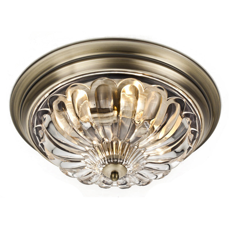 Antique Bronze Frame Flush Mount with Clear Glass Shade by Bethel