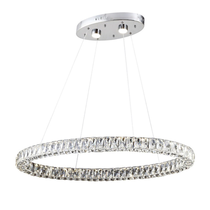 Triple Sided Clear Crystal Ring LED Light Fixture with Adjustable Strings and