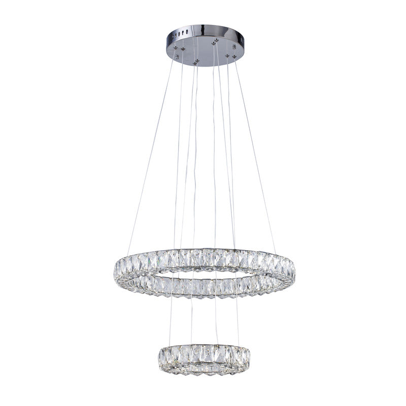 Double Clear Crystal Halo Ring Chandelier with Chrome Hardware by Bethel