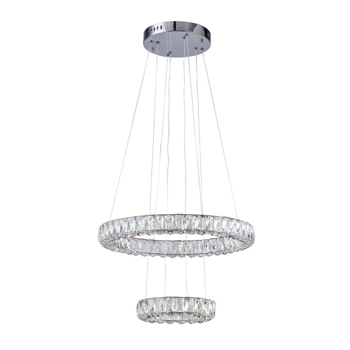 Double Clear Crystal Halo Ring Chandelier with Chrome Hardware by Bethel