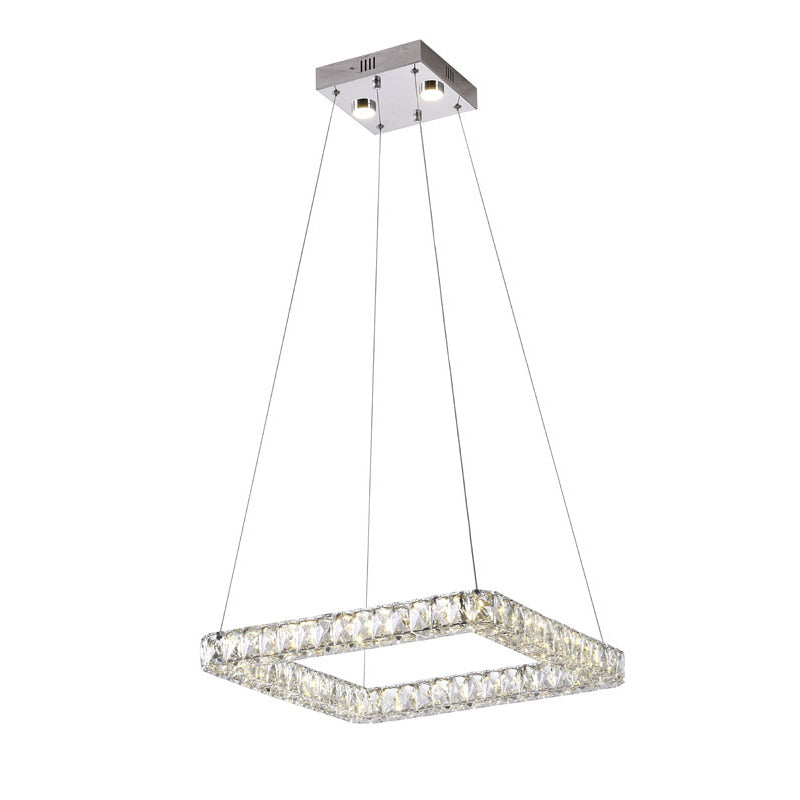 Triple Sided Clear Crystal Square LED Light Fixture with Stainless Steel Frame by Bethel