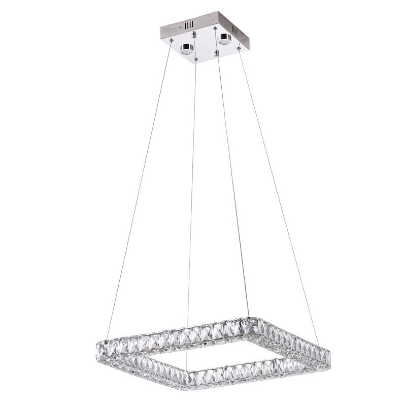 Triple Sided Clear Crystal Square LED Light Fixture with Stainless Steel Frame by Bethel - view 2