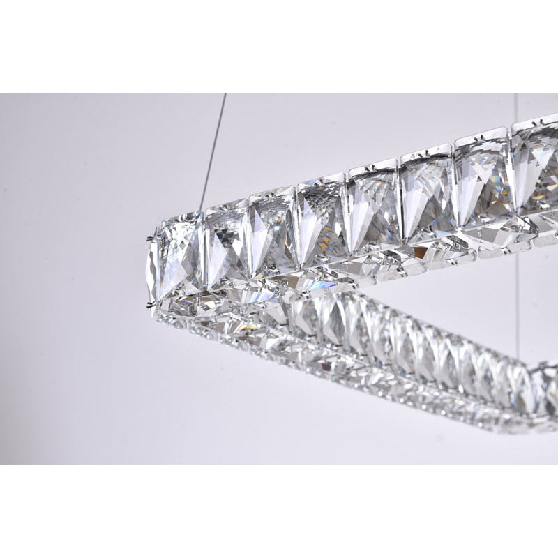 Triple Sided Clear Crystal Square LED Light Fixture with Stainless Steel Frame by Bethel - view 3