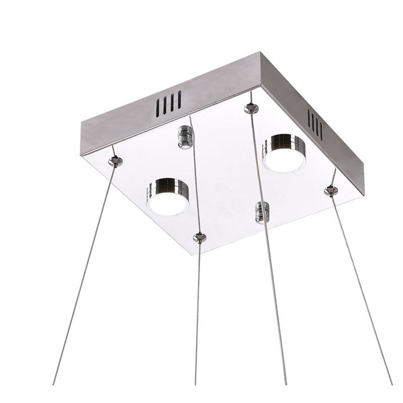 Triple Sided Clear Crystal Square LED Light Fixture with Stainless Steel Frame by Bethel - view 5