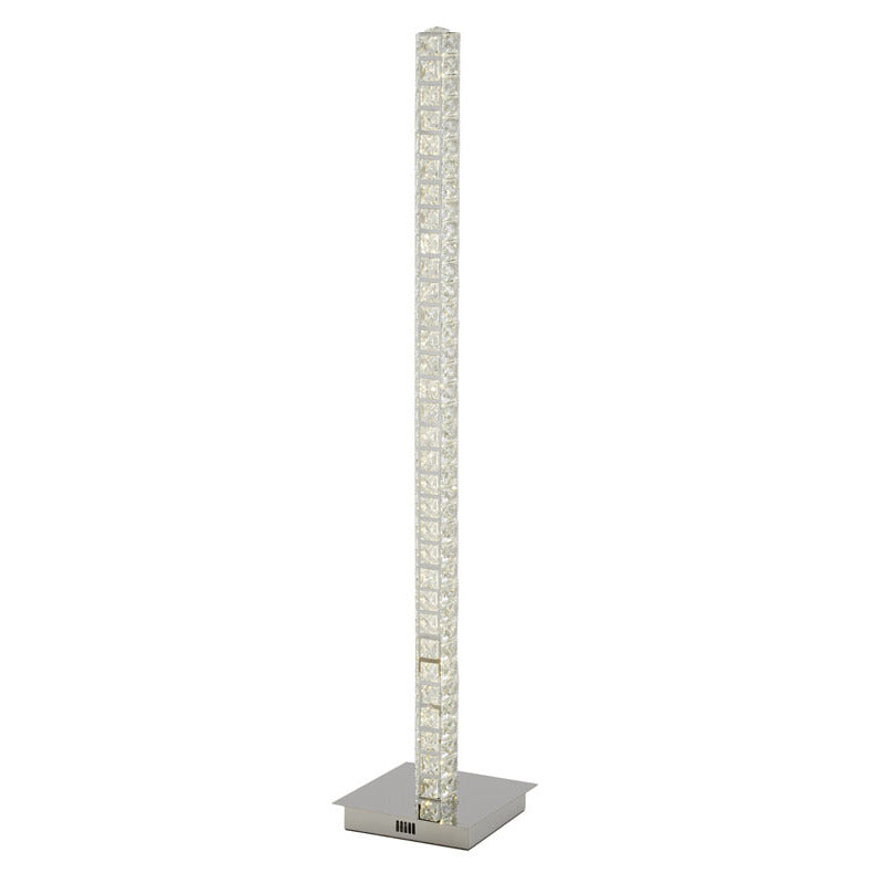 Clear Crystal LED Stick Floor Lamp with Stainless Steel Frame by Bethel