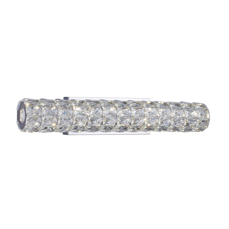 Clear Crystal Cylinder Wall Sconce with Chrome Frame by Bethel