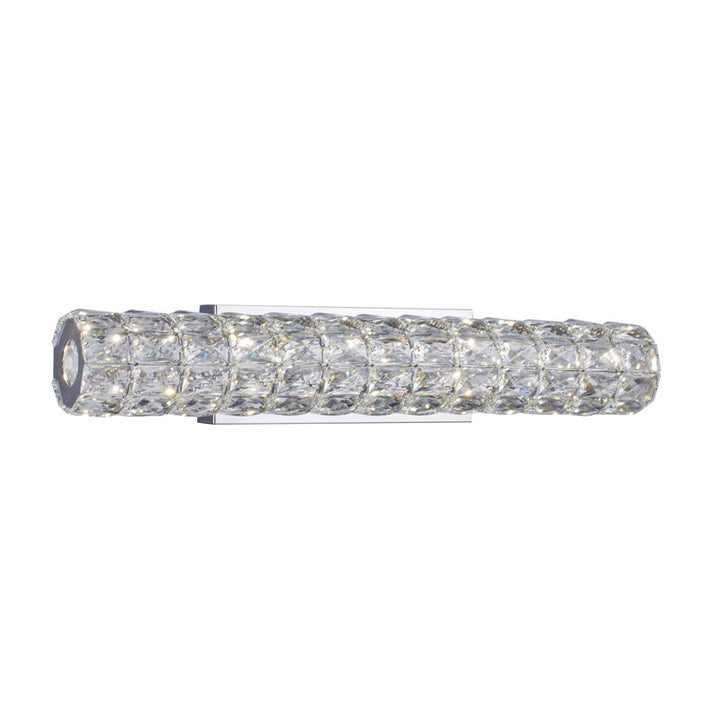 Clear Crystal Cylinder Wall Sconce with Chrome Frame by Bethel