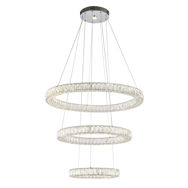 Three Tier LED Chandelier with Clear Crystals &amp; Chrome Hardware