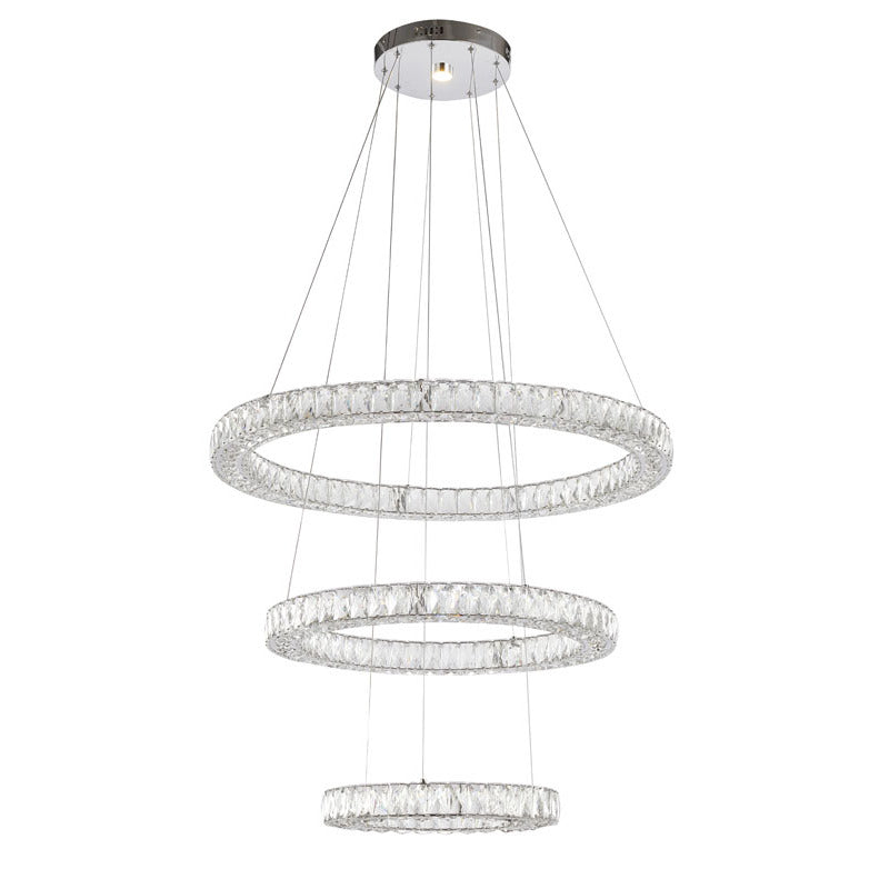 Three Tier LED Chandelier with Clear Crystals & Chrome Hardware by Bethel - view 2