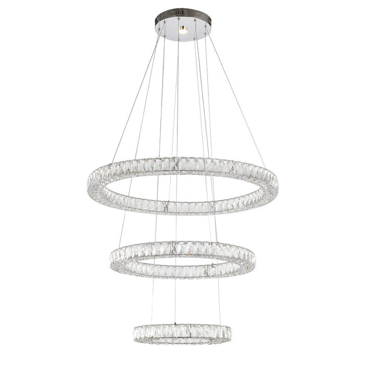 Three Tier LED Chandelier with Clear Crystals &amp; Chrome Hardware