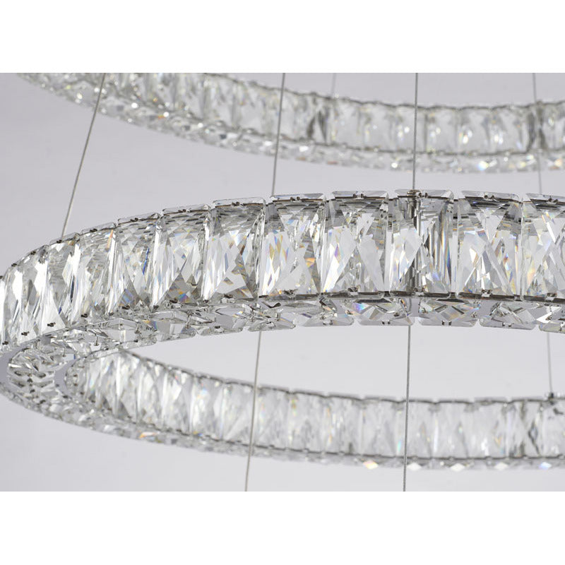 Three Tier LED Chandelier with Clear Crystals &amp; Chrome Hardware