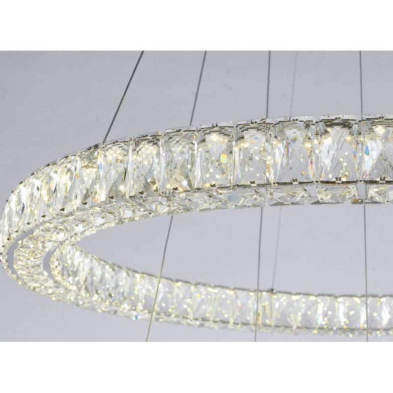 Three Tier LED Chandelier with Clear Crystals &amp; Chrome Hardware