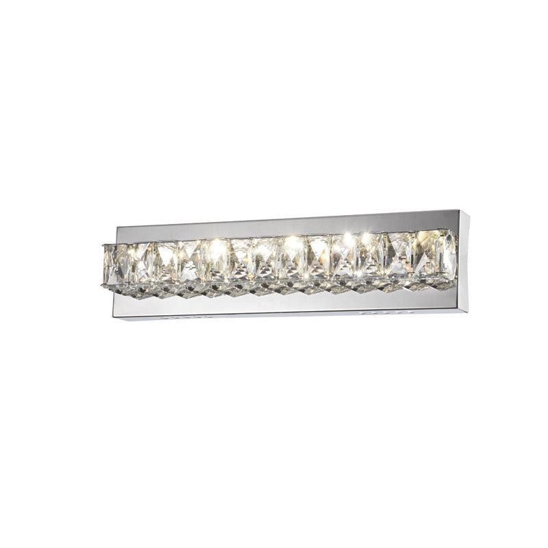 Clear Crystal LED Wall Sconce with Stainless Steel Chrome Frame by Bethel