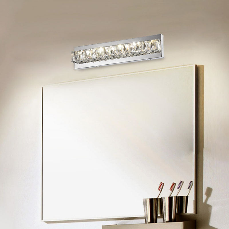 Clear Crystal LED Wall Sconce with Stainless Steel Chrome Frame by Bethel - view 2