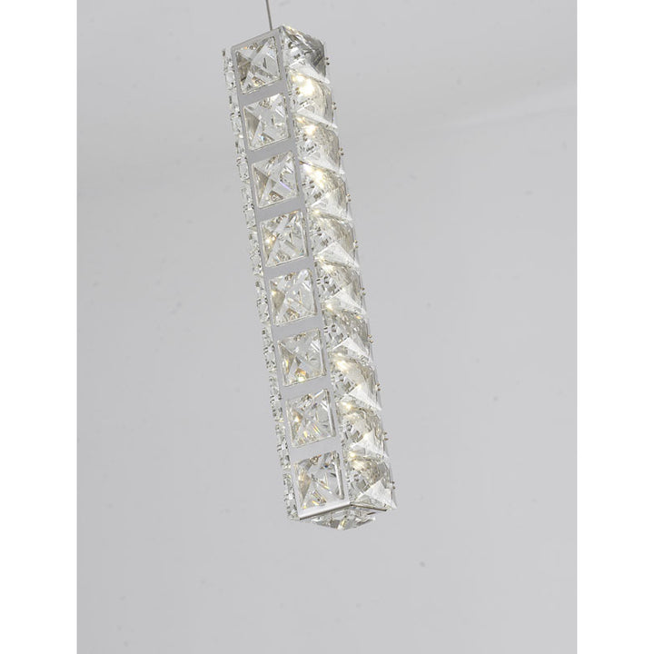 Triple Sided Clear Crystal Single Pendant LED Light Fixture with Chrome Stainless by Bethel - view 3