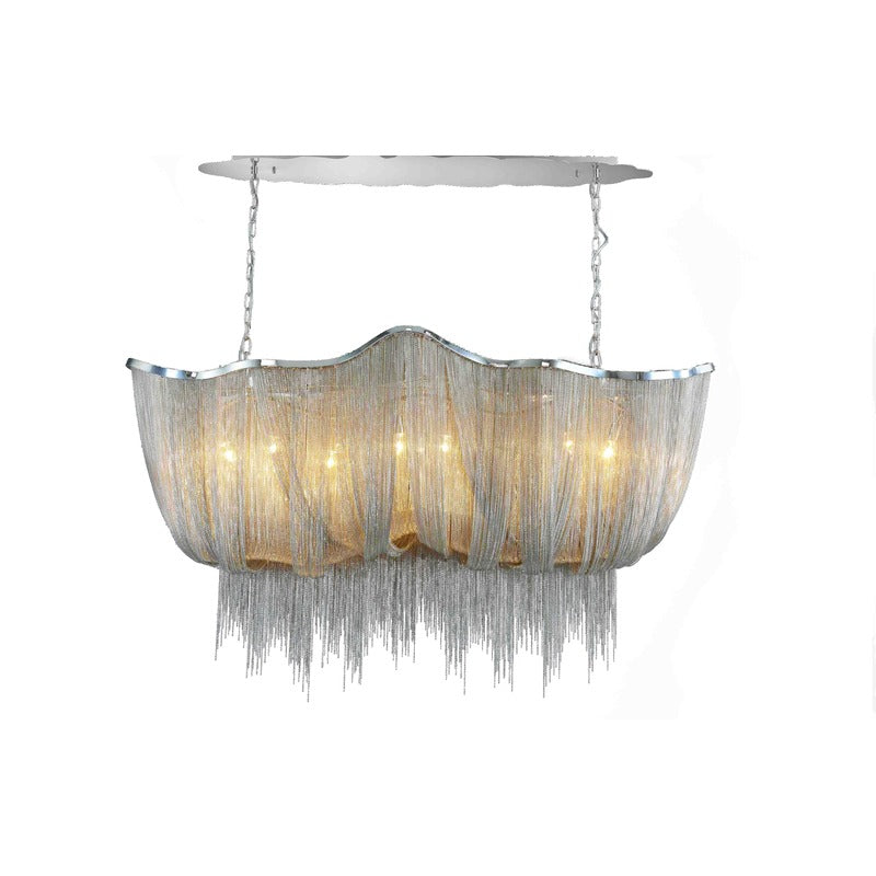 Chrome Metal Frame Chandelier with Iron Hanging Chains by Bethel