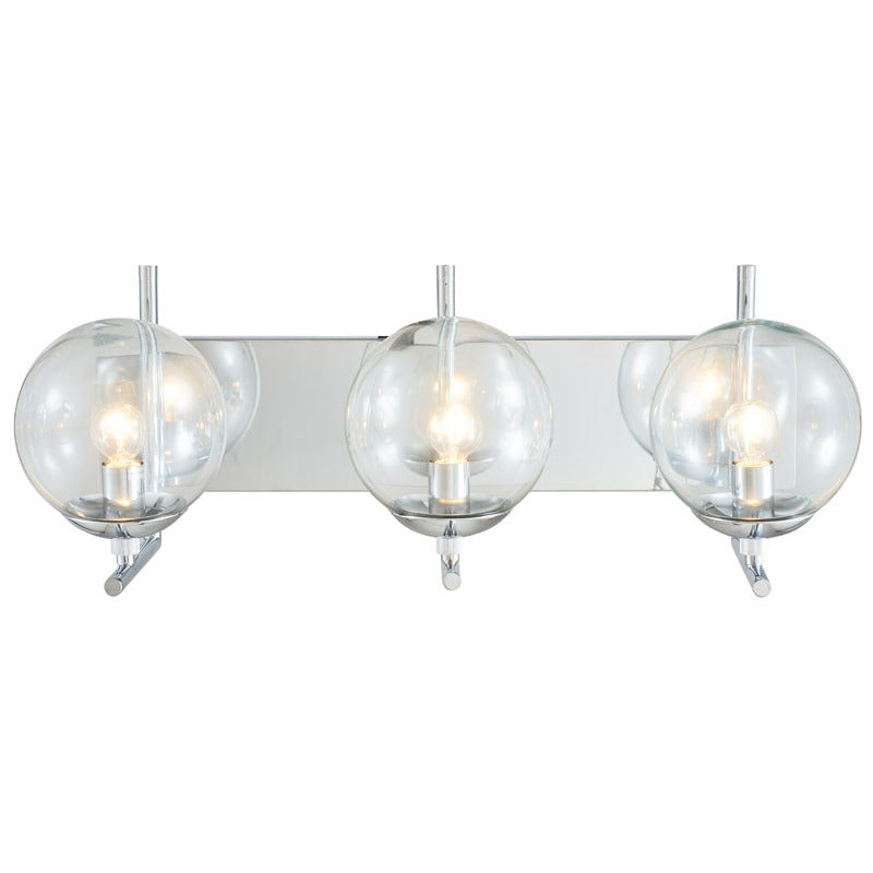 Chrome Frame with Clear Glass Globe Shades Wall Sconce by Bethel