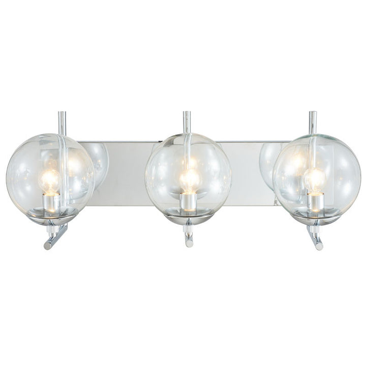 Chrome Frame with Clear Glass Globe Shades Wall Sconce by Bethel