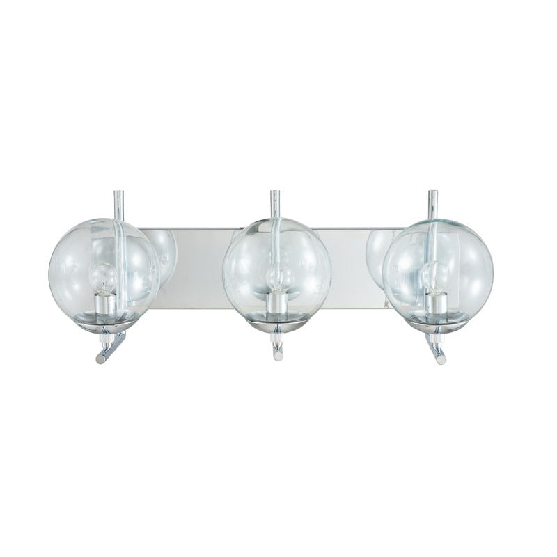 Chrome Frame with Clear Glass Globe Shades Wall Sconce by Bethel - view 2