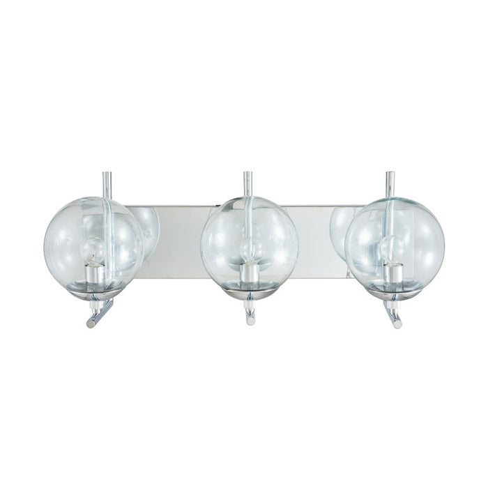 Chrome Frame with Clear Glass Globe Shades Wall Sconce by Bethel - view 2