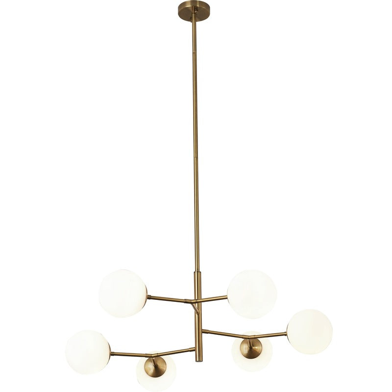 Antique Brass Metal Frame Ceiling Fixture with White Glass Globe Shades by Bethel