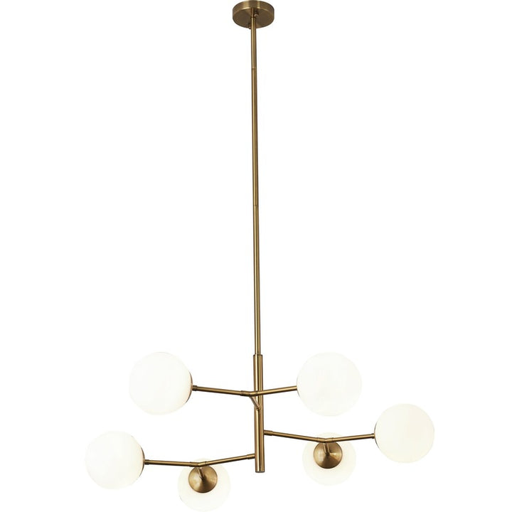 Antique Brass Metal Frame Ceiling Fixture with White Glass Globe Shades by Bethel
